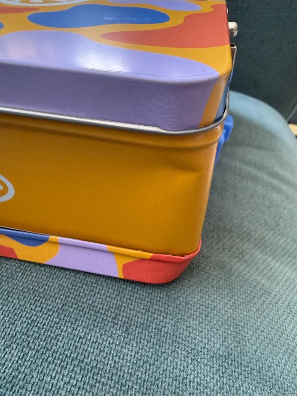 CAMP Brand Yellow Blue and Orange Retro Style Metal Lunchbox